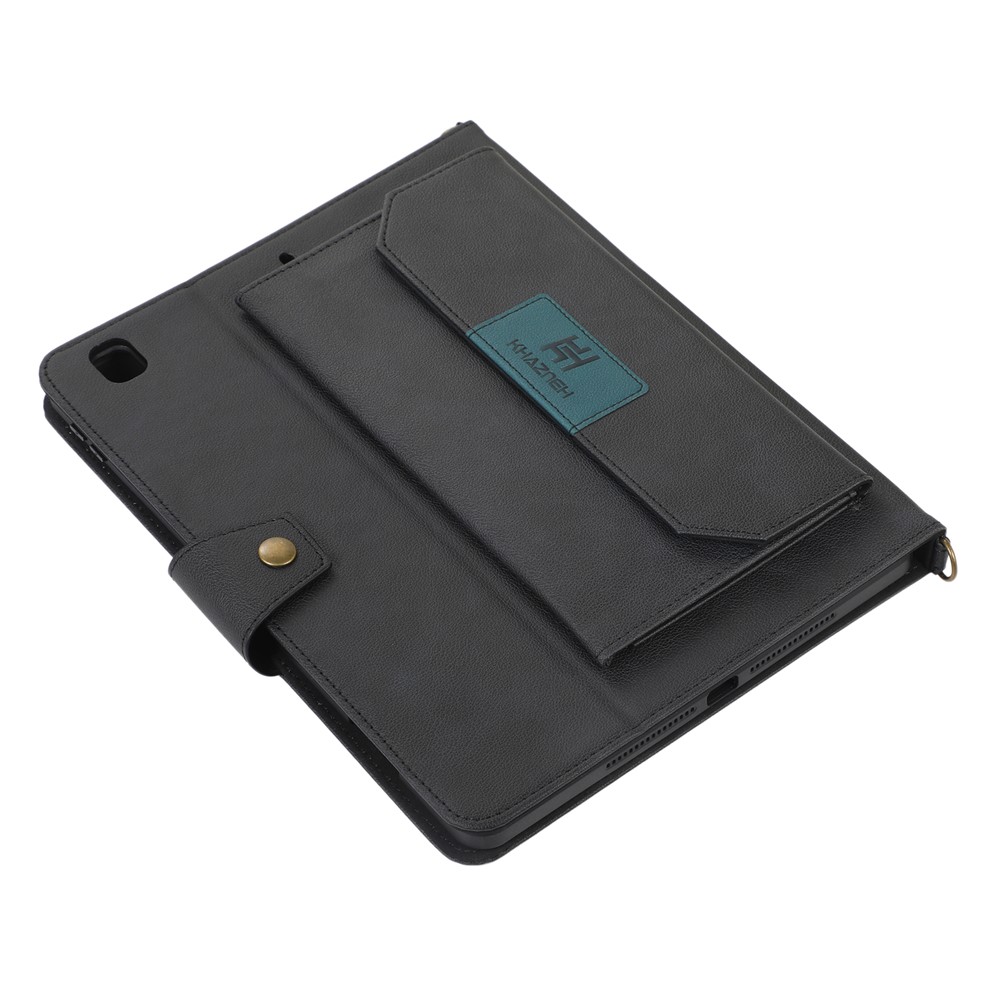 KHAZNEH Anti-RFID Button Closure Anti-Drop Wallet Stand Design Handy Strap Tablet Case with Shoulder Strap for iPad 10.2 (2019)/(2020)/(2021) - Black-10