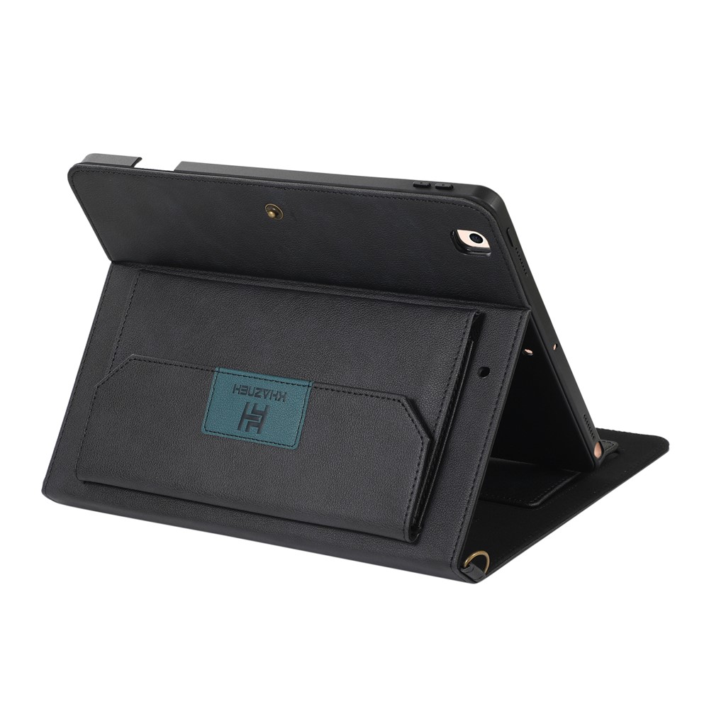 Khazneh Anti-RFID Button Fermeture du Portefeuille Anti-Drop Design Handy Sold Tablet Case Avec Bandoulière Pour Ipad 10.2 (2019) / (2020) / (2021) - le Noir-4