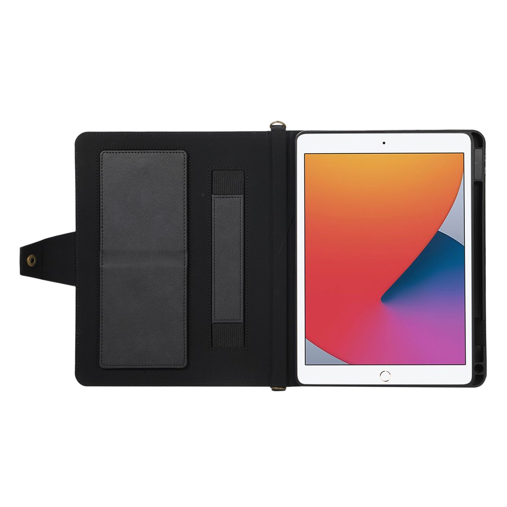 Khazneh Anti-RFID Button Fermeture du Portefeuille Anti-Drop Design Handy Sold Tablet Case Avec Bandoulière Pour Ipad 10.2 (2019) / (2020) / (2021) - le Noir-6