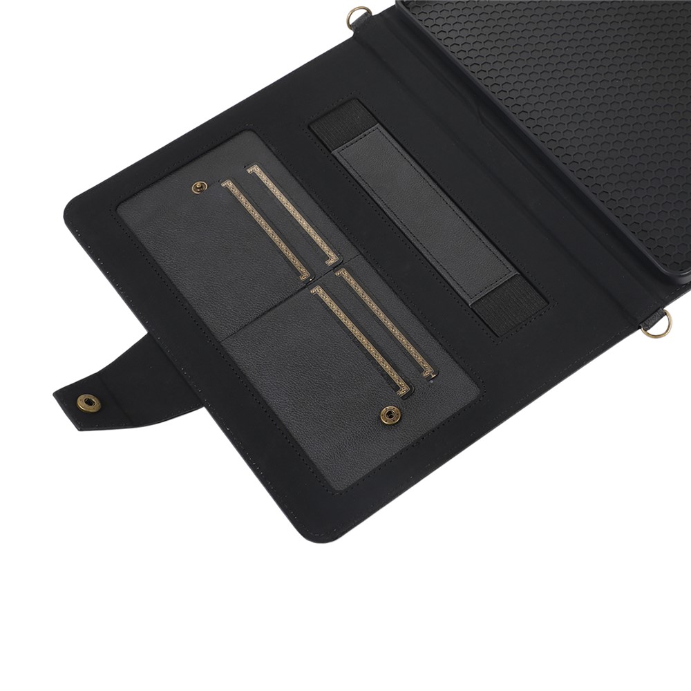 KHAZNEH Anti-RFID Wallet Design Anti-Drop Handy Strap Stand Tablet Case with Shoulder Strap for iPad Pro 12.9-inch (2020)/(2021) - Black-12