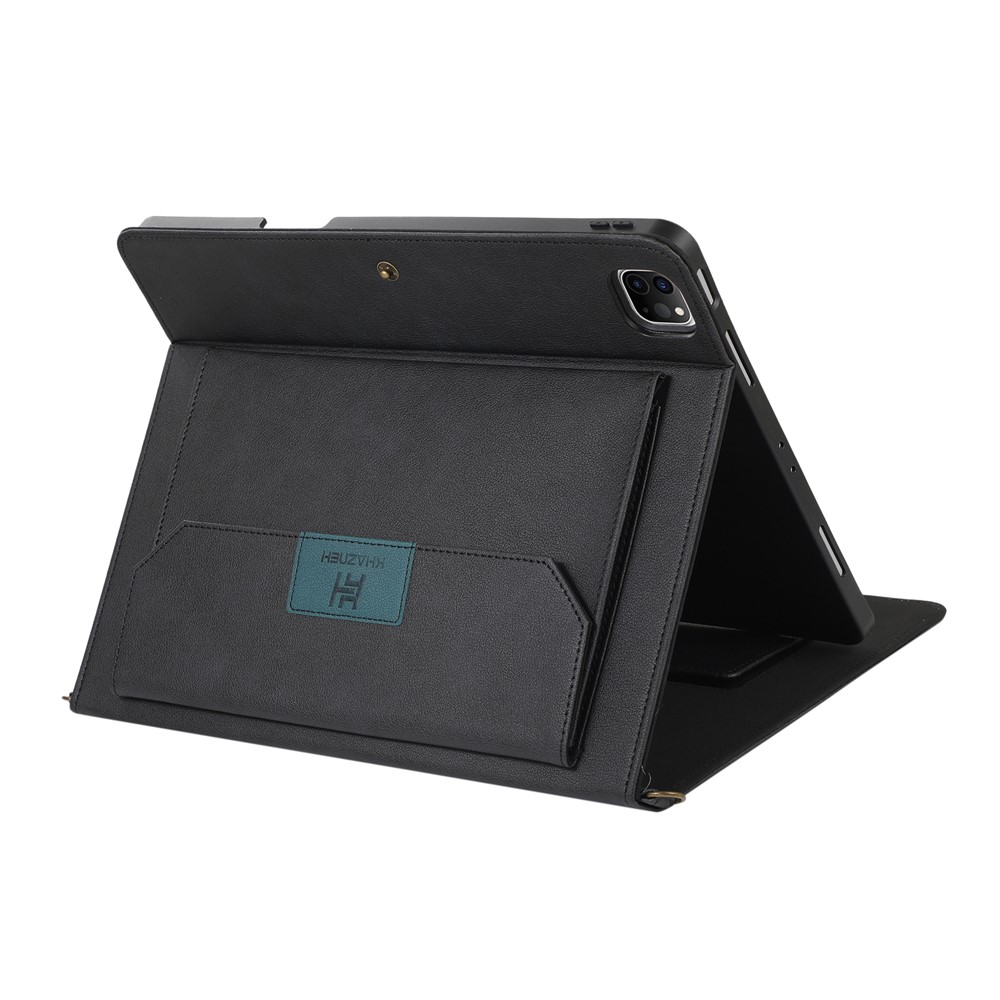 KHAZNEH Anti-RFID Wallet Design Anti-Drop Handy Strap Stand Tablet Case with Shoulder Strap for iPad Pro 12.9-inch (2020)/(2021) - Black-4