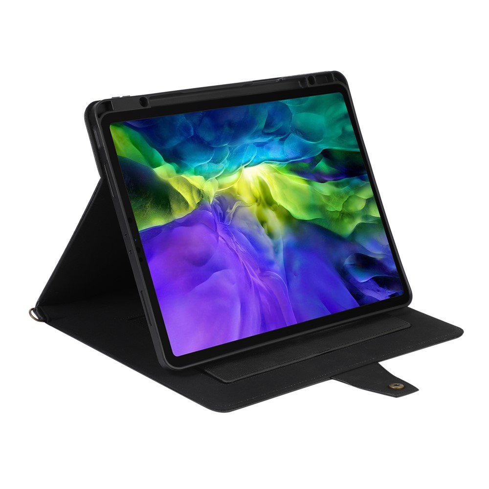 KHAZNEH Anti-RFID Wallet Design Anti-Drop Handy Strap Stand Tablet Case with Shoulder Strap for iPad Pro 12.9-inch (2020)/(2021) - Black-5