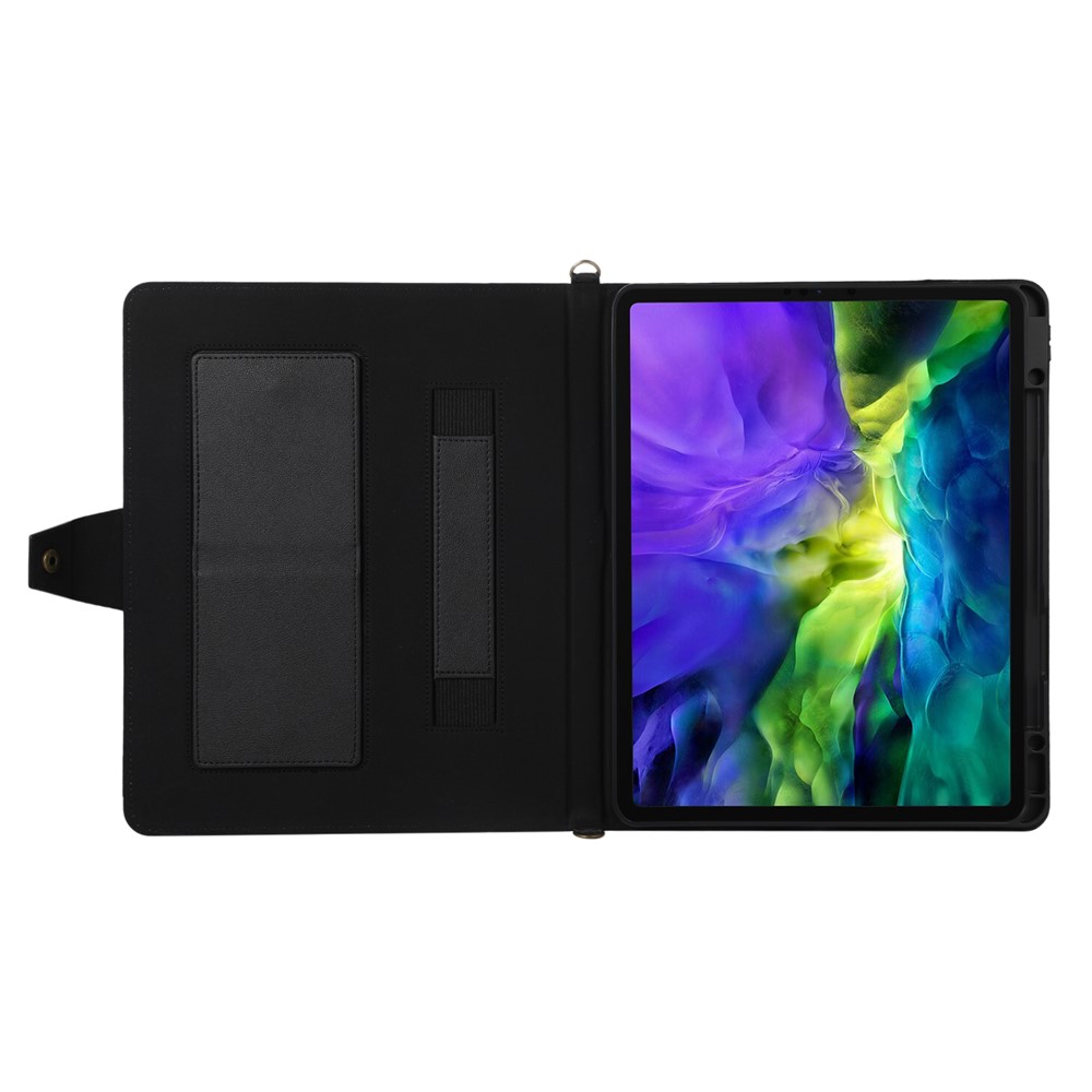KHAZNEH Anti-RFID Wallet Design Anti-Drop Handy Strap Stand Tablet Case with Shoulder Strap for iPad Pro 12.9-inch (2020)/(2021) - Black-6