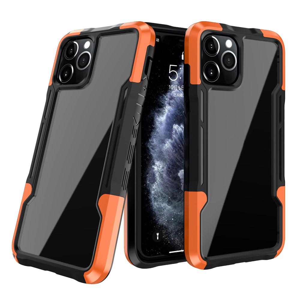 TPU+Acrylic Hybrid Case Shockproof Cell Phone Guard Cover Shell for iPhone 13 Pro 6.1 inch - Black/Orange-2