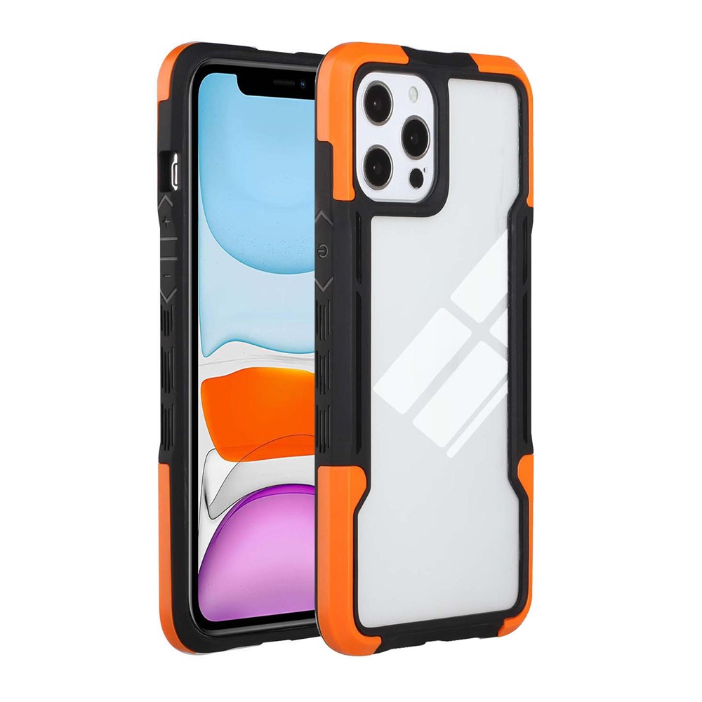 TPU+Acrylic Hybrid Case Shockproof Cell Phone Guard Cover Shell for iPhone 13 Pro 6.1 inch - Black/Orange-3