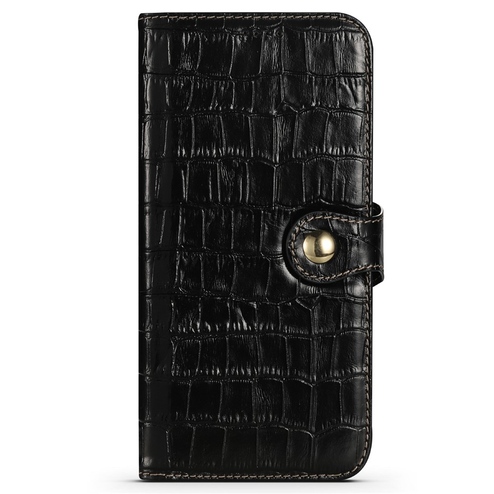 Crocodile Texture Viewing Stand Genuine Leather Wallet Case with Magnet Snap for iPhone 13 Pro 6.1 inch - Black-2