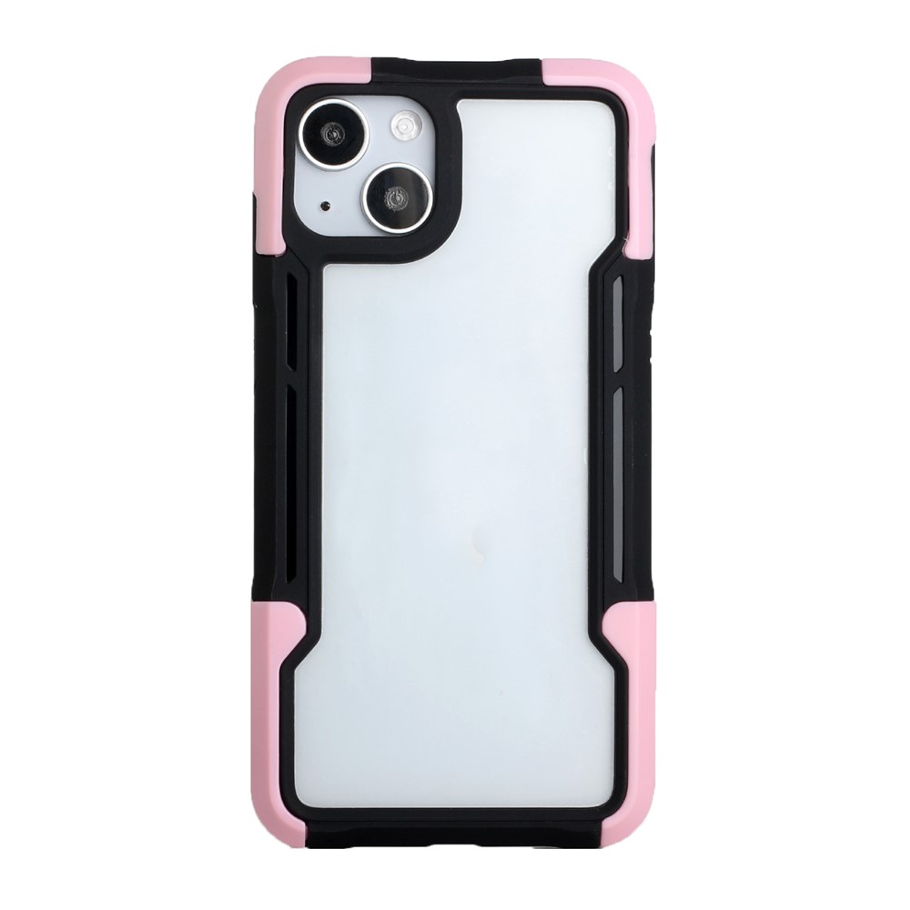 Drop-resistant TPU+Acrylic Hybrid Case Cell Phone Back Cover for iPhone 13 6.1 inch - Black/Pink-1