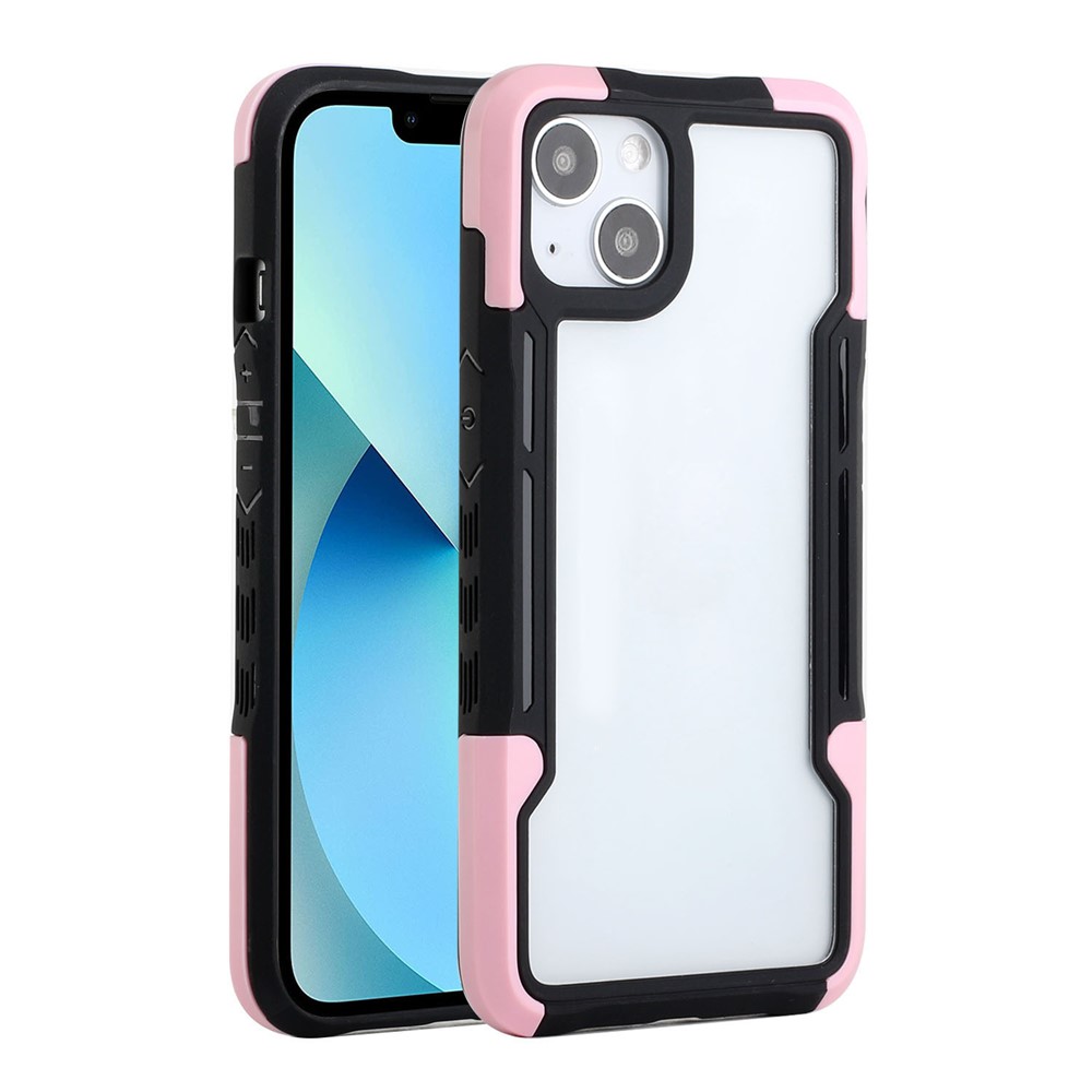 Drop-resistant TPU+Acrylic Hybrid Case Cell Phone Back Cover for iPhone 13 6.1 inch - Black/Pink-2