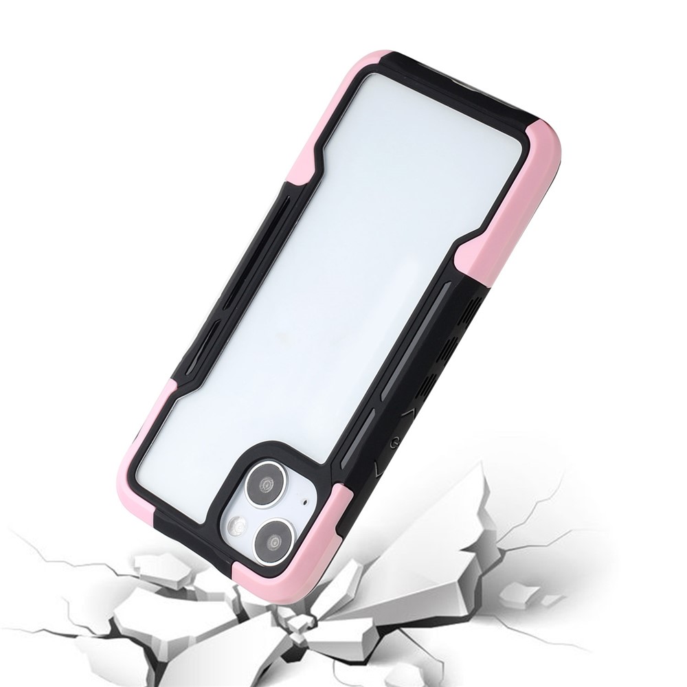 Drop-resistant TPU+Acrylic Hybrid Case Cell Phone Back Cover for iPhone 13 6.1 inch - Black/Pink-5