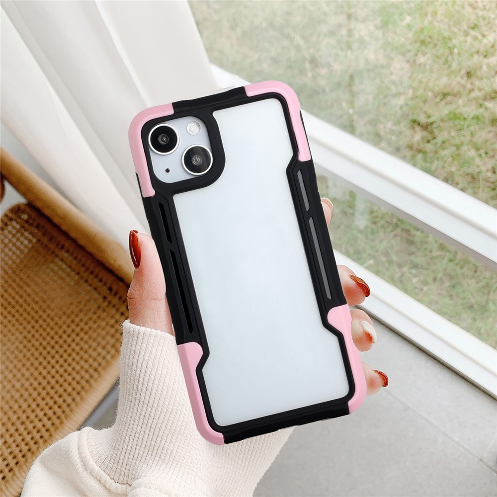 Drop-resistant TPU+Acrylic Hybrid Case Cell Phone Back Cover for iPhone 13 6.1 inch - Black/Pink-6