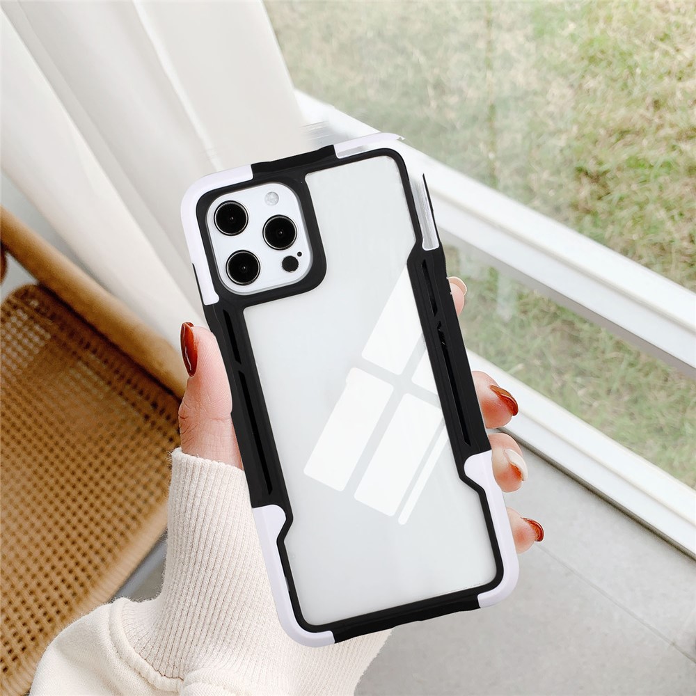 Anti-slip Grip TPU+Acrylic Hybrid Case Shockproof Cover Shell for iPhone 13 Pro Max 6.7 inch - Black/White-8