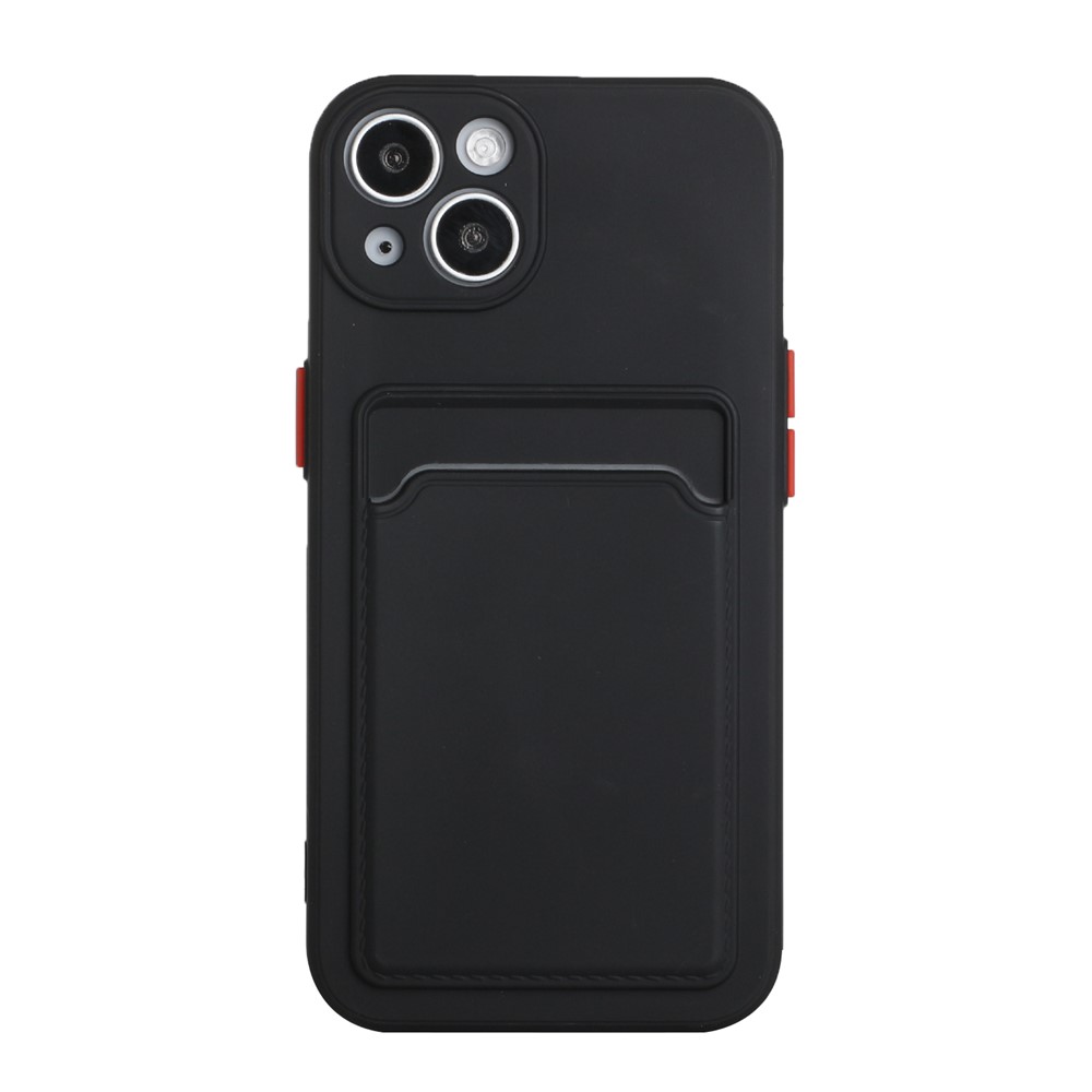 Card Slot Design Flexible TPU Phone Back Case Cover for iPhone 13 6.1 inch - Black-2