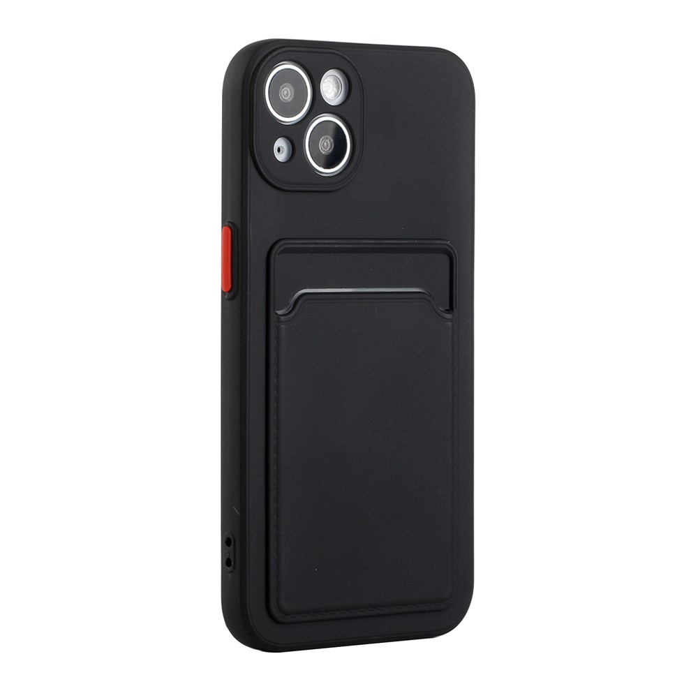 Card Slot Design Flexible TPU Phone Back Case Cover for iPhone 13 6.1 inch - Black-3