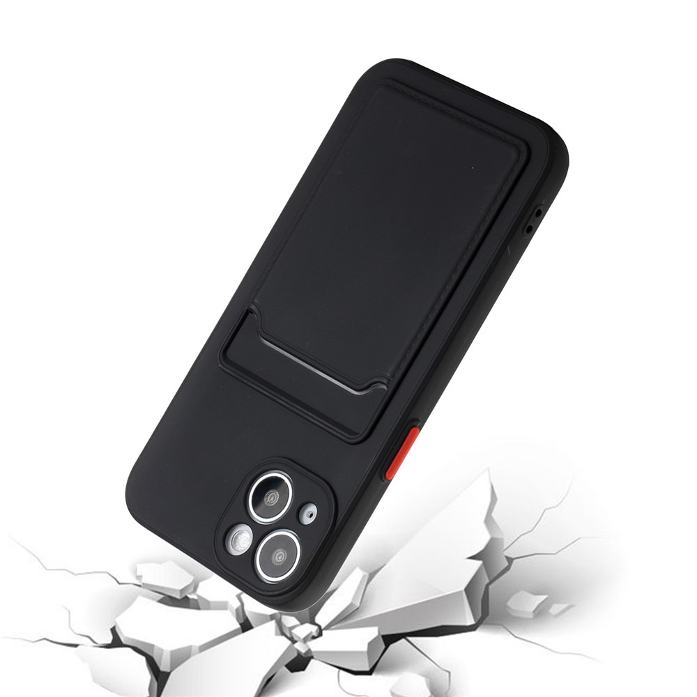 Card Slot Design Flexible TPU Phone Back Case Cover for iPhone 13 6.1 inch - Black-5