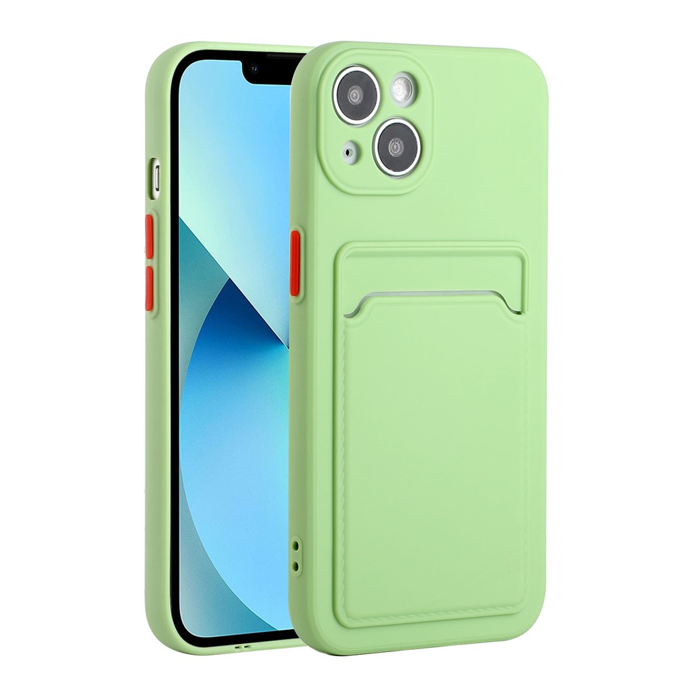 Flexible TPU Phone Back Case Cover with Card Slot for iPhone 13 mini 5.4 inch - Light Green