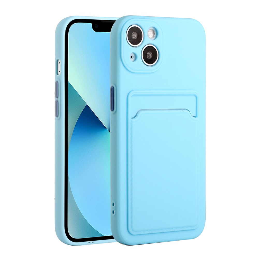 Flexible TPU Phone Back Case Cover with Card Slot for iPhone 13 mini 5.4 inch - Baby Blue