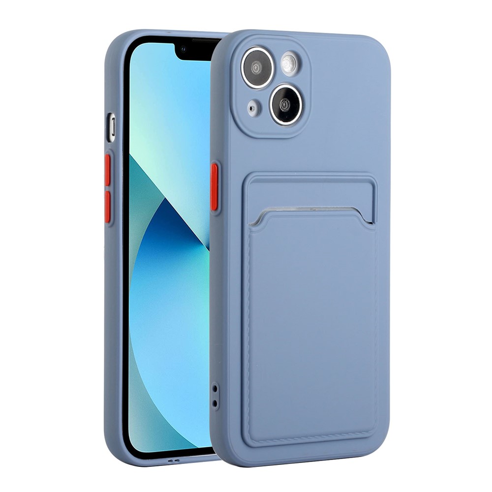 Flexible TPU Phone Back Case Cover with Card Slot for iPhone 13 mini 5.4 inch - Blue