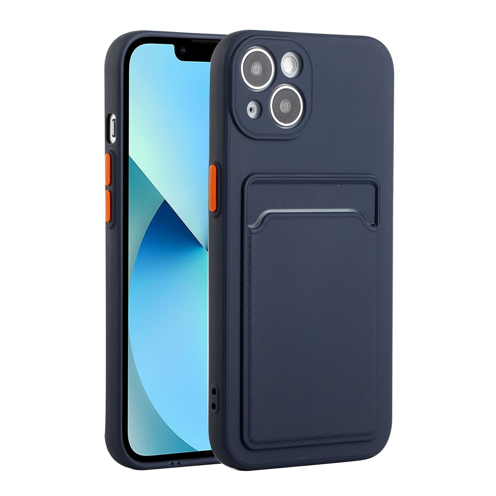 Flexible TPU Phone Back Case Cover with Card Slot for iPhone 13 mini 5.4 inch - Dark Blue