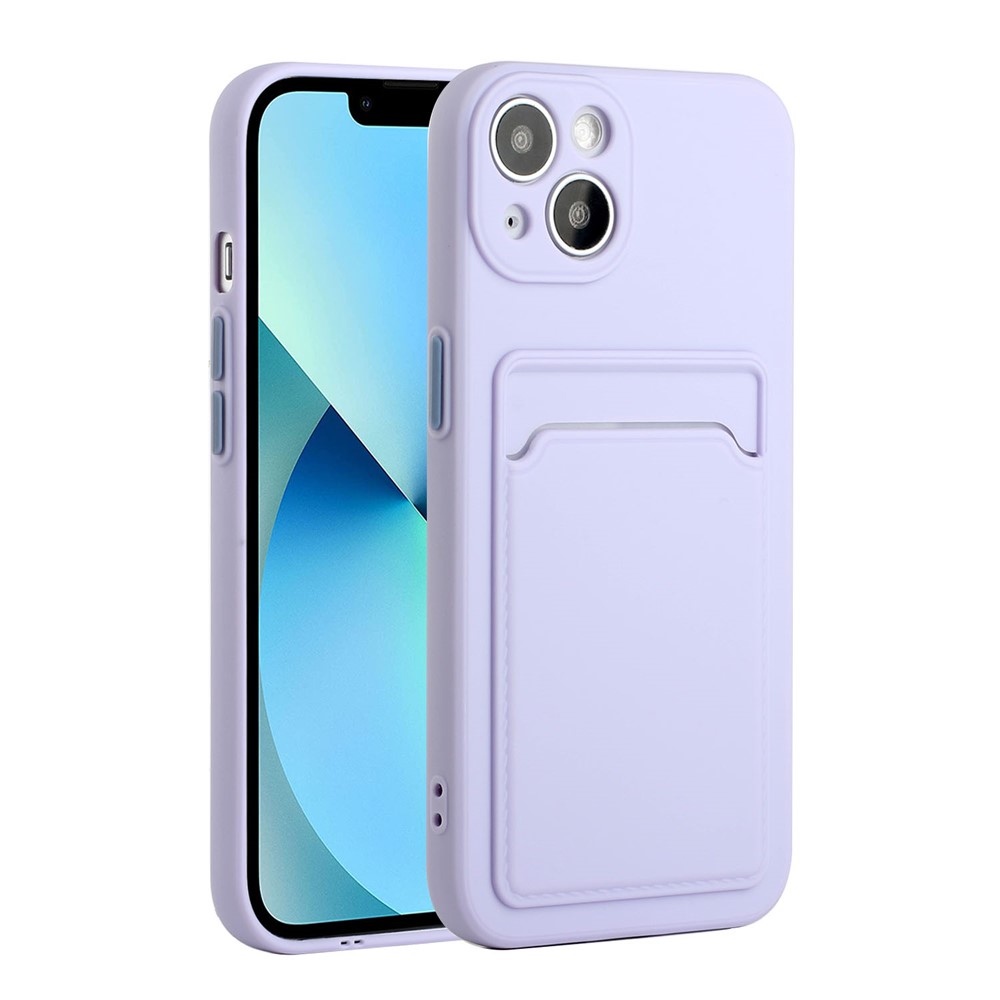 Flexible TPU Phone Back Case Cover with Card Slot for iPhone 13 mini 5.4 inch - Light Purple