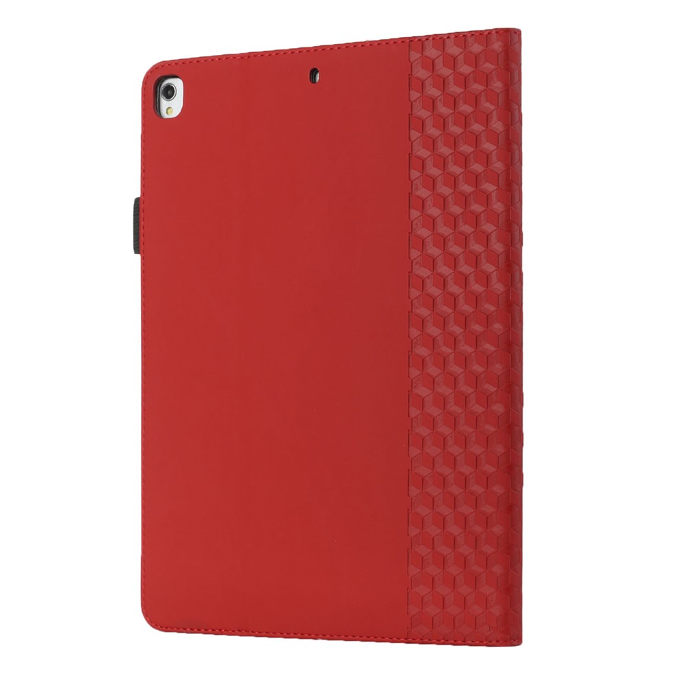 Card Slots Design Rhombus Pattern Skin-touch Feeling Stand Leather Tablet Protective Case Cover for iPad Pro 10.5-inch (2017) / iPad Air 10.5 inch (2019) / iPad 10.2 (2020)/(2019)/(2021) - Red-3