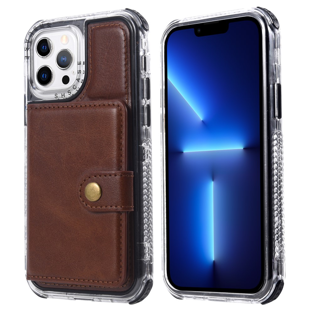 Anti-Fall Anti-Slip Detachable 3-in-1 Card Slots Kickstand Design Retro Phone Case for iPhone 13 Pro Max 6.7 inch - Brown-1