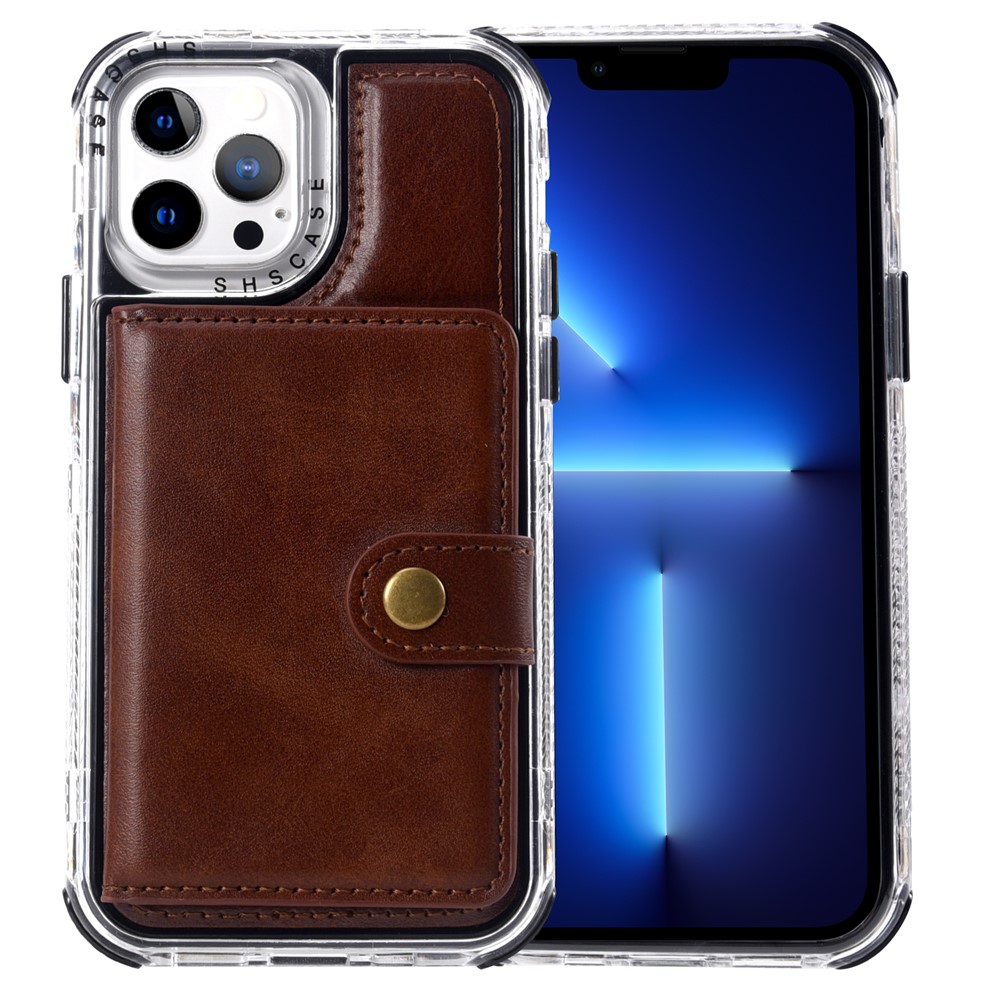 Anti-Fall Anti-Slip Detachable 3-in-1 Card Slots Kickstand Design Retro Phone Case for iPhone 13 Pro Max 6.7 inch - Brown-2