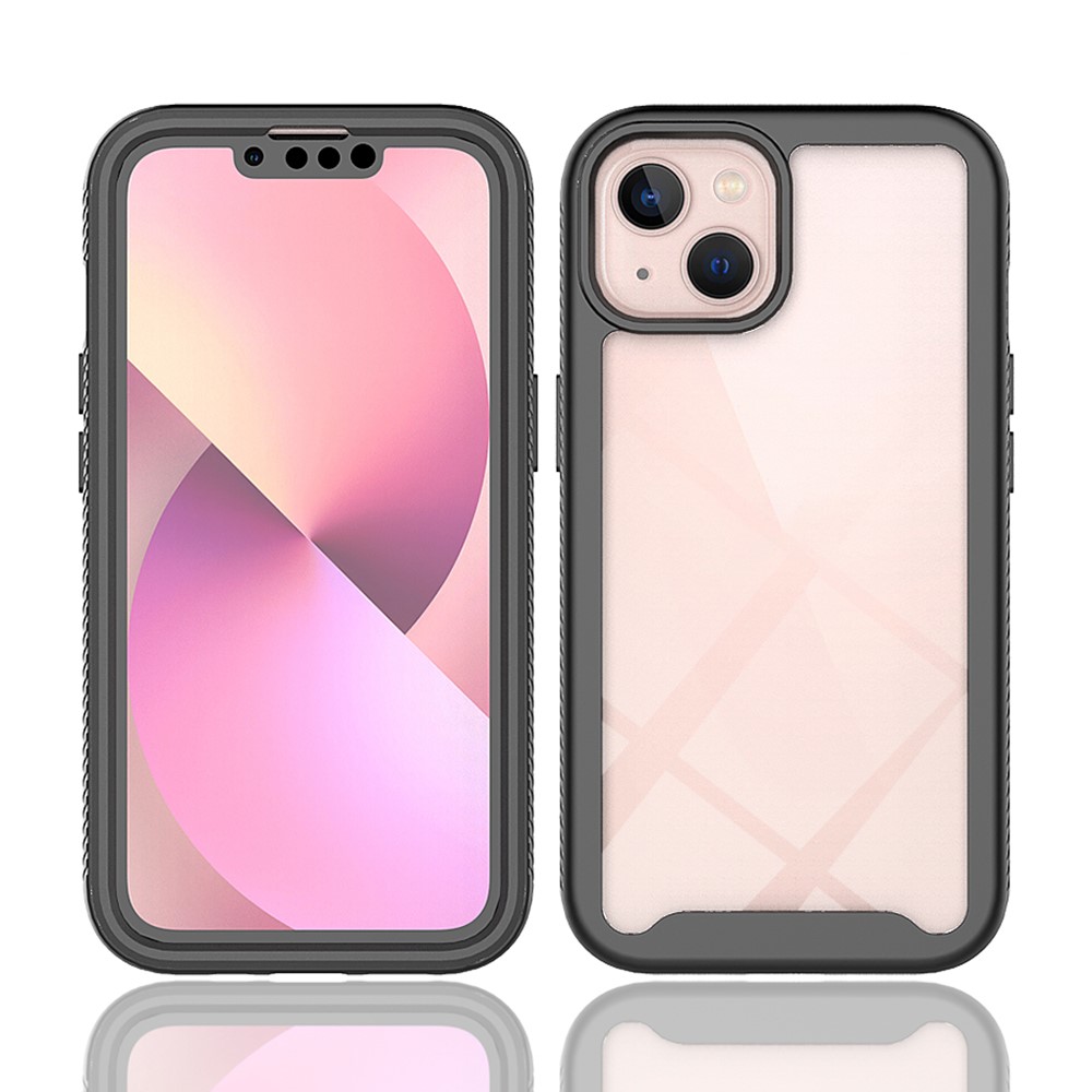 Full Coverage TPU + PC Shockproof Phone Case Shell with PET Screen Protector for iPhone 13 6.1 inch - Black-4