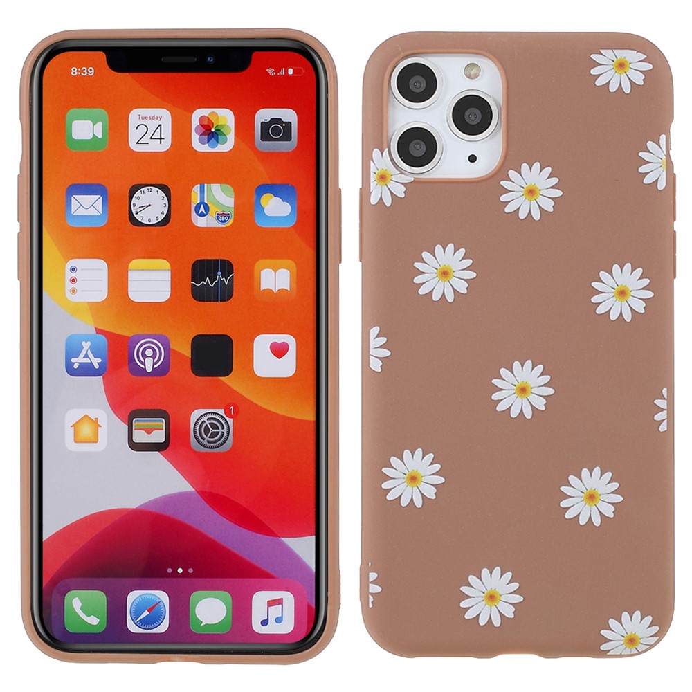 Shockproof Scratch Resistant Daisy Pattern Flexible TPU Phone Cover Case for iPhone 11 Pro Max 6.5 inch - Brown-1