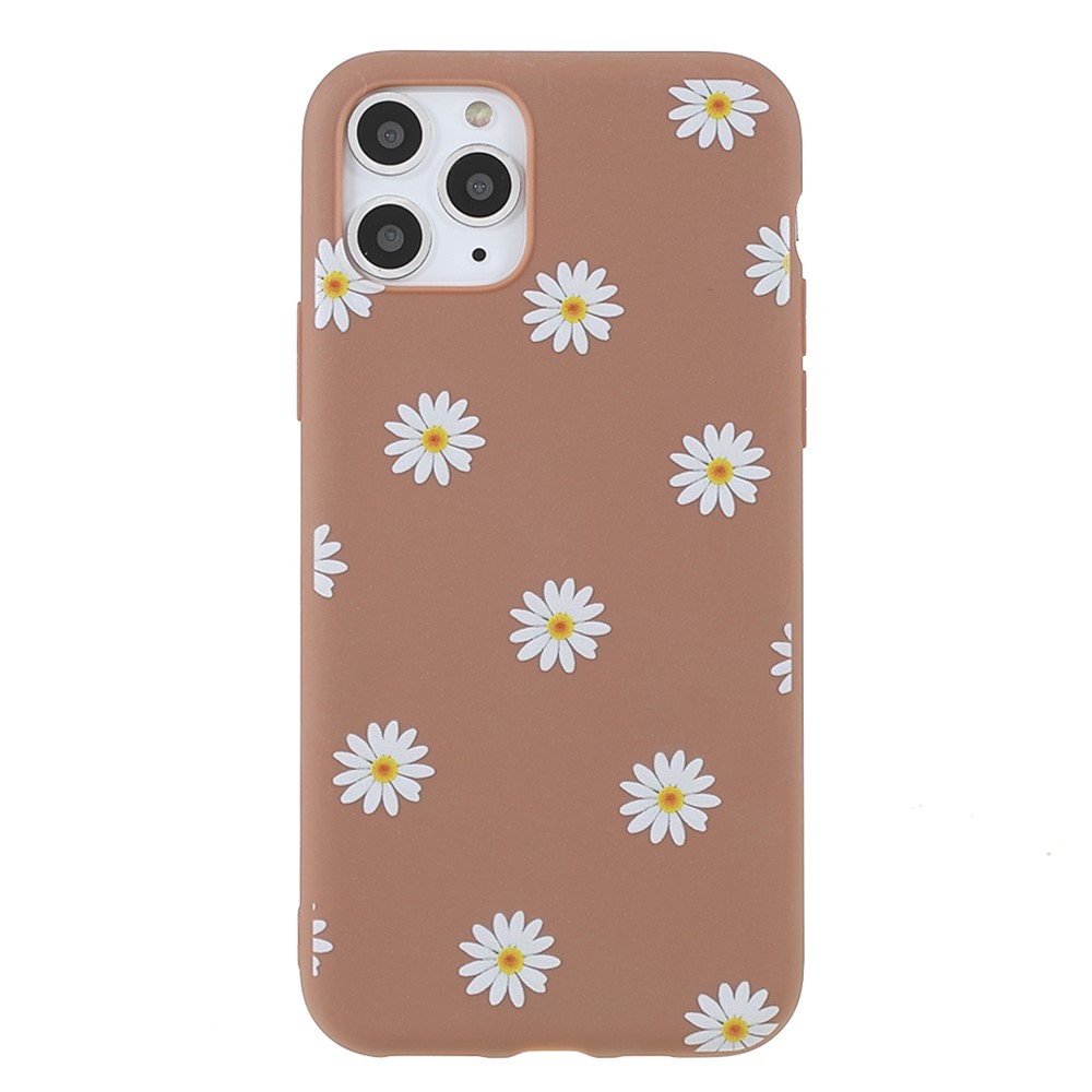 Padrão de Margarida Resistente à Prova de Choque Caixa de Capa de Telefone TPU Flexível Para Iphone 11 Pro Max 6,5 Polegadas - Castanho-2