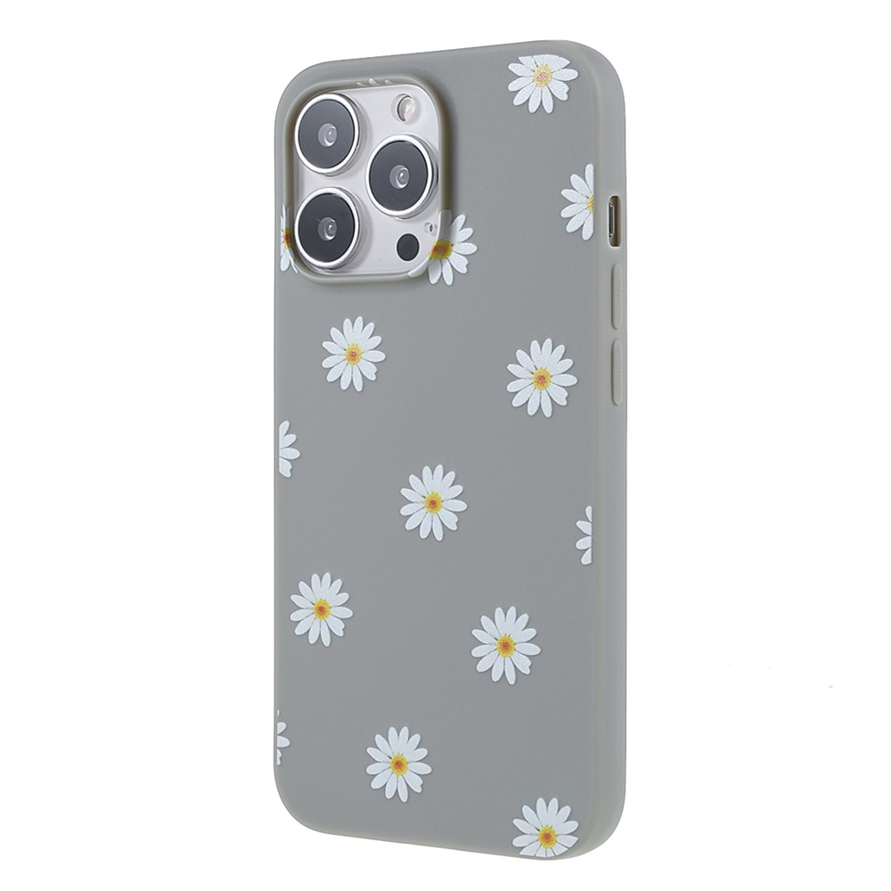 Cute Daisy Flower Pattern Design Matte Soft TPU Anti-Scratch Protective Case for iPhone 13 Pro Max 6.7 inch - Grey-3
