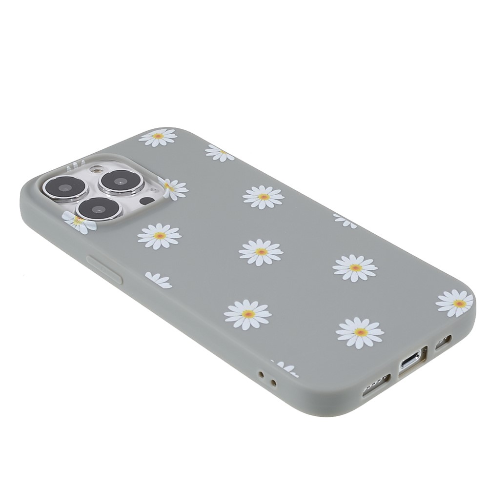 Cute Daisy Flower Pattern Design Matte Soft TPU Anti-Scratch Protective Case for iPhone 13 Pro Max 6.7 inch - Grey-4