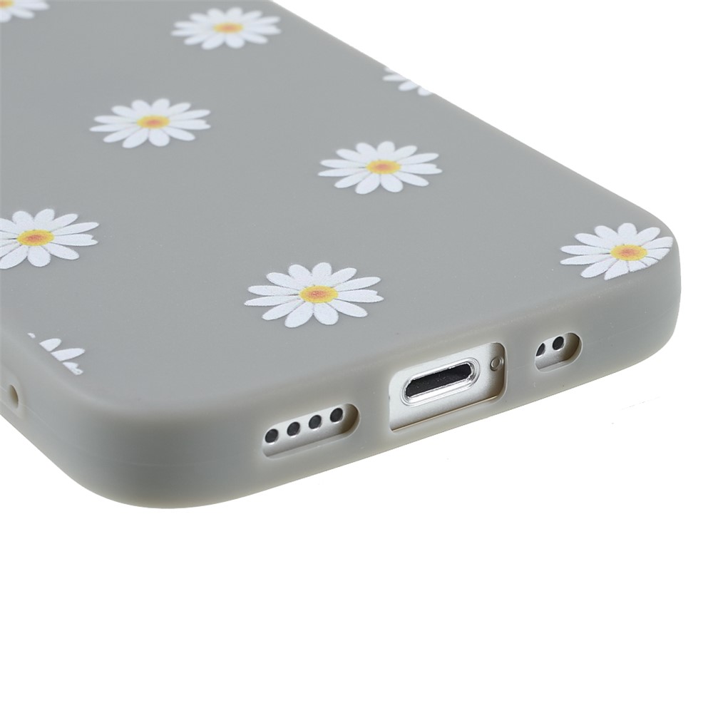 Daisy Pattern Printing Matte Finish Soft TPU Anti-Scratch Protective Cover for iPhone 13 6.1 inch - Grey-5