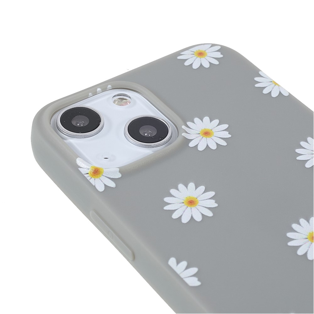 Daisy Pattern Printing Matte Finish Soft TPU Anti-Scratch Protective Cover for iPhone 13 6.1 inch - Grey-6