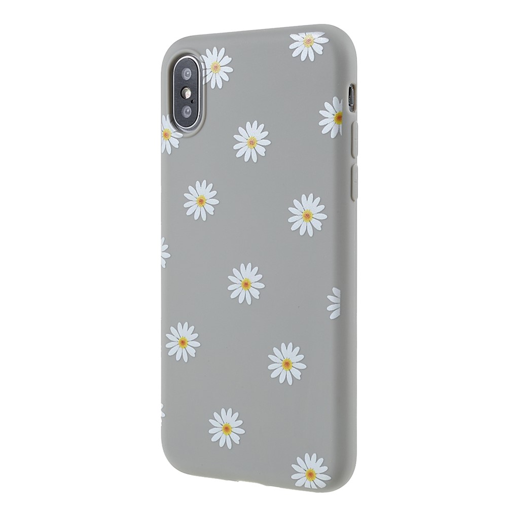 Daisy Pattern Printing Matte Soft TPU Bumper Shockproof Protective Case for iPhone XS Max 6.5 inch - Grey-3
