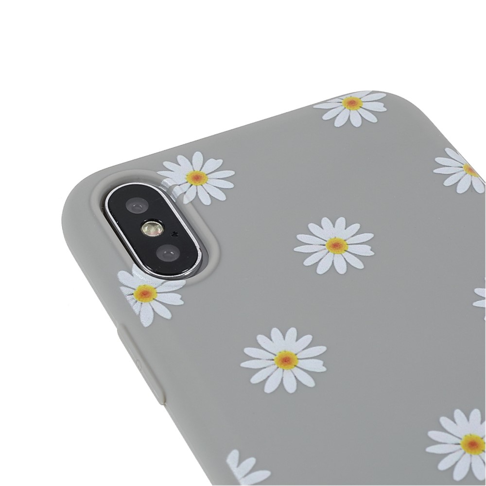 Daisy Pattern Printing Matte Soft TPU Bumper Shockproof Protective Case for iPhone XS Max 6.5 inch - Grey-6