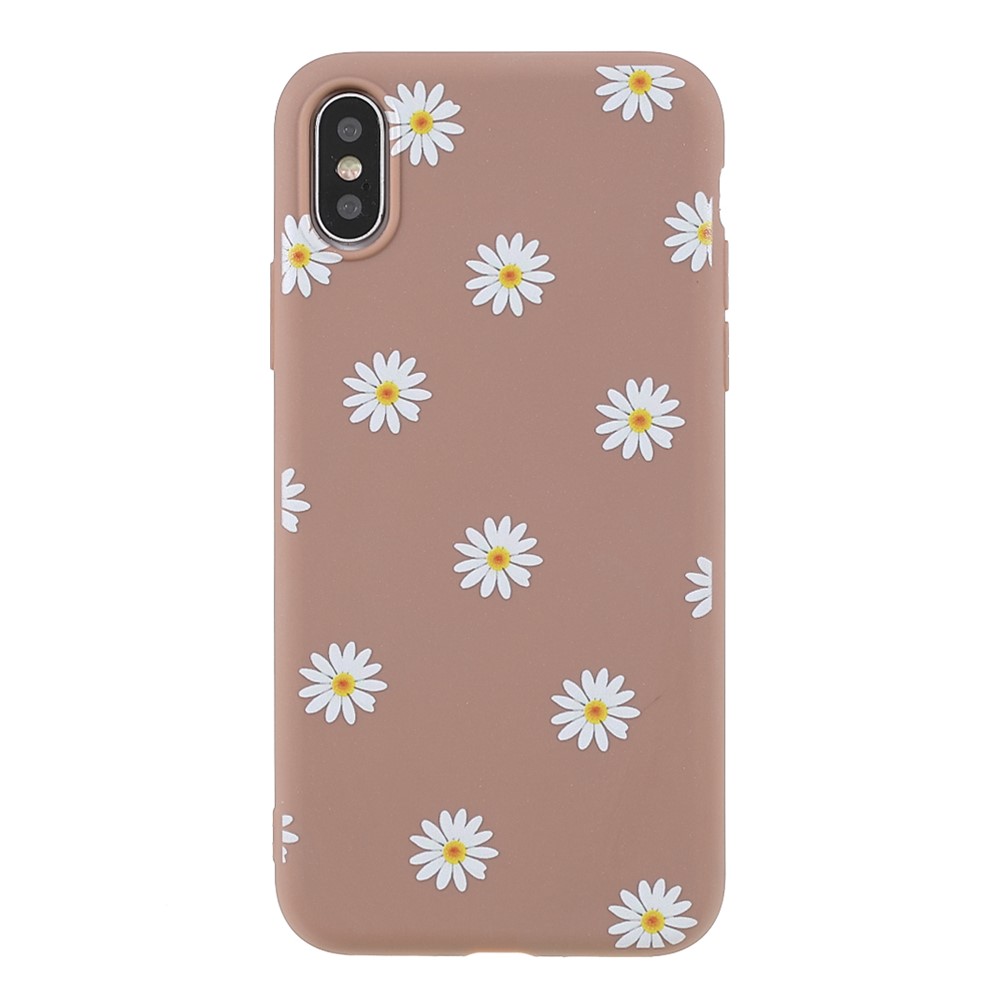 Matte Slim Soft Flexible TPU Daisy Pattern Printing Protective Cover for iPhone XS 5.8 inch - Brown-2