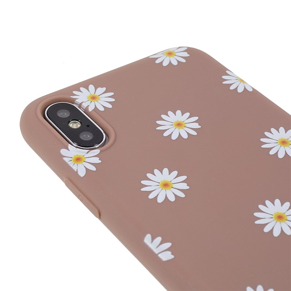 Matte Slim Soft Flexible TPU Daisy Pattern Printing Protective Cover for iPhone XS 5.8 inch - Brown-6