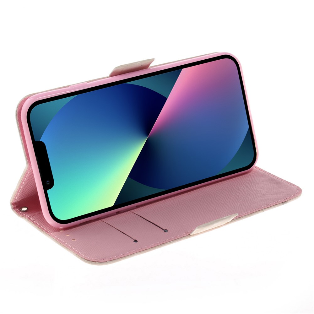 Light Spot Decor Pattern Printing Wallet Stand Leather Phone Case with Carrying Strap for iPhone 13 mini 5.4 inch - High Heels-4