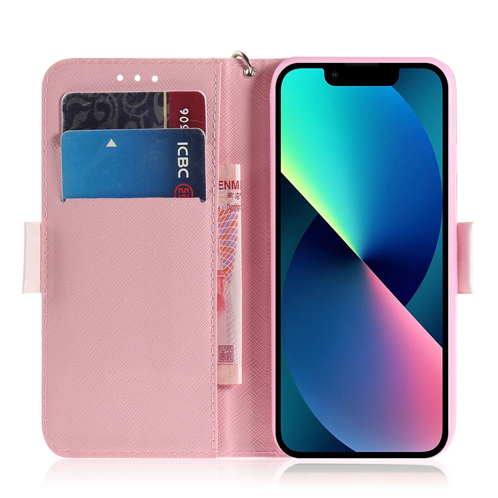 Light Spot Decor Pattern Printing Wallet Stand Leather Phone Case with Carrying Strap for iPhone 13 mini 5.4 inch - High Heels-5