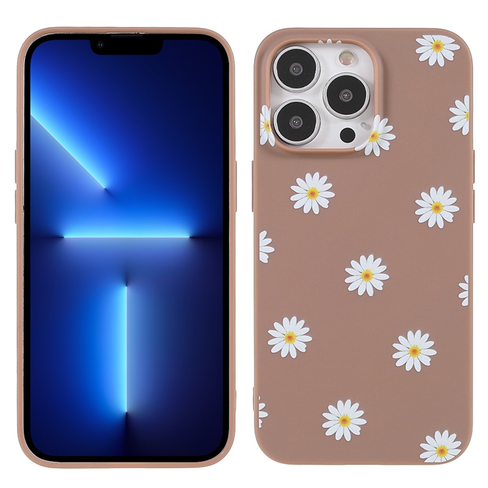 Daisy Flower Pattern Printing Matte TPU Bumper Protective Case Cover for iPhone 13 Pro 6.1 inch - Brown-1