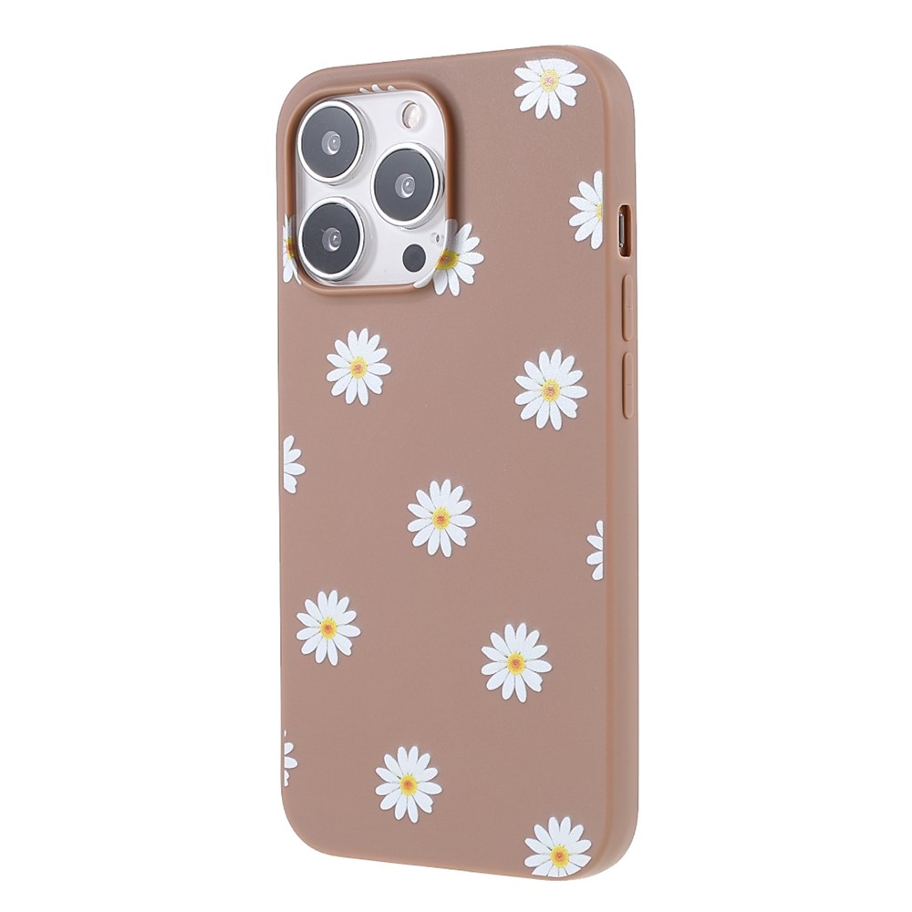 Daisy Flower Pattern Printing Matte TPU Bumper Protective Case Cover for iPhone 13 Pro 6.1 inch - Brown-3