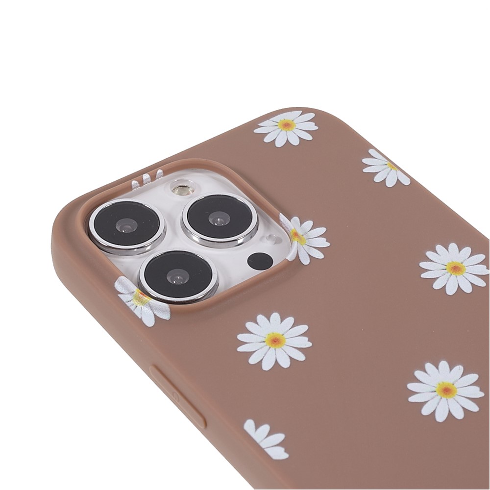 Daisy Flower Pattern Printing Matte TPU Bumper Protective Case Cover for iPhone 13 Pro 6.1 inch - Brown-6