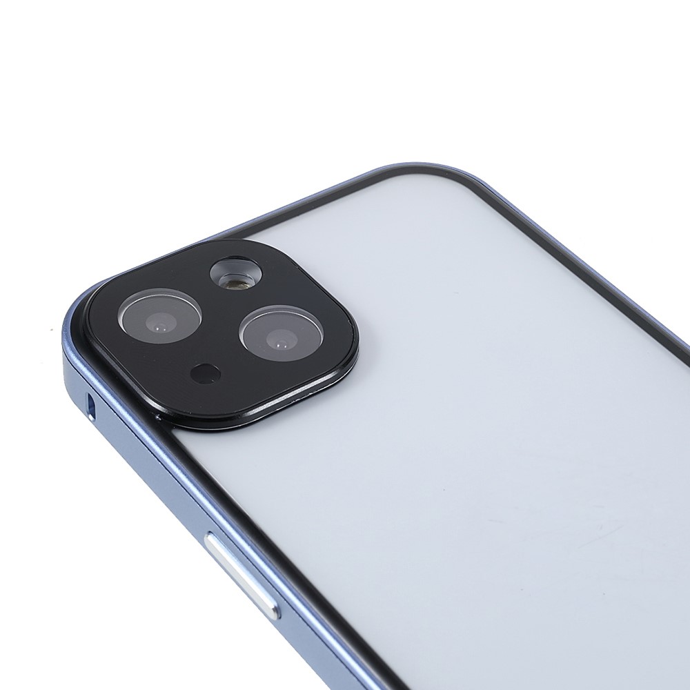 Phone Case Magnetic Absorption HD Front Tempered Glass and Hard Acrylic Back Cover Hybrid Phone Case for iPhone 13 mini 5.4 inch - Blue-7