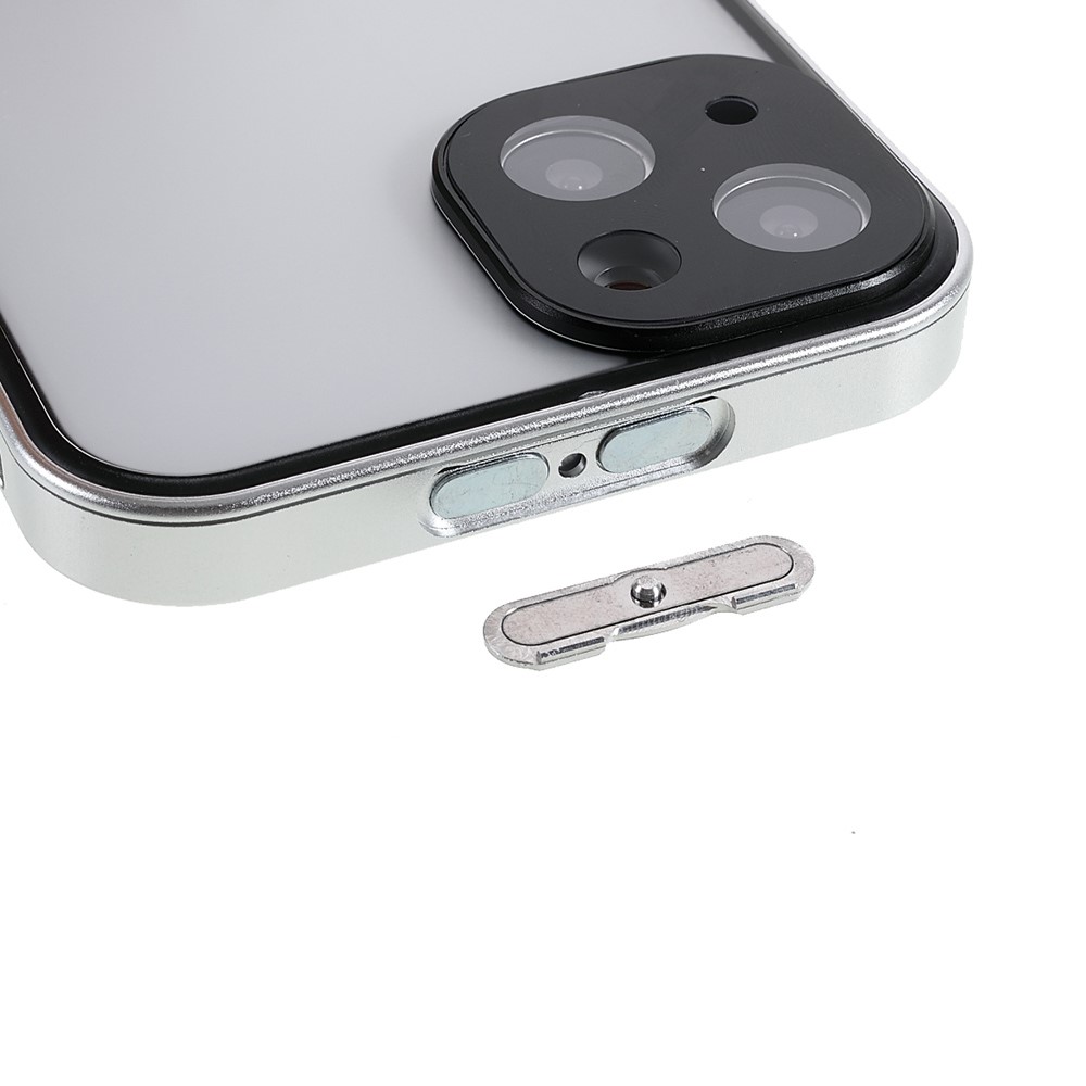 Phone Case Magnetic Absorption HD Front Tempered Glass and Hard Acrylic Back Cover Hybrid Phone Case for iPhone 13 mini 5.4 inch - Silver-8