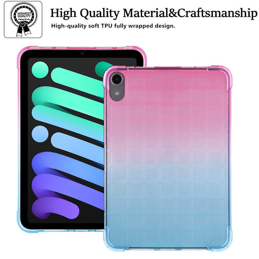 Clear Transparent Soft TPU Gradient Impact Resistant Back Cover for iPad mini (2021) - Pink/Green-4