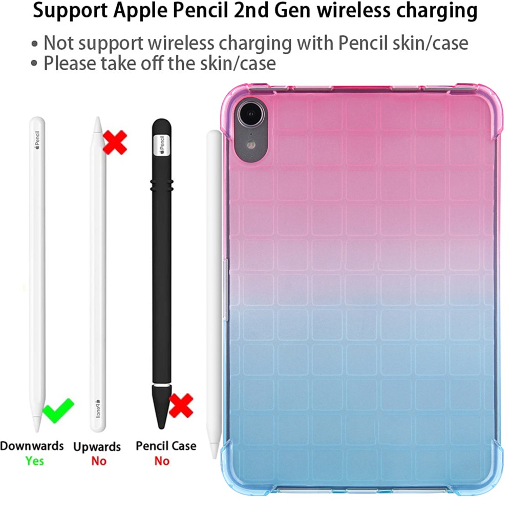 Clear Transparent Soft TPU Gradient Impact Resistant Back Cover for iPad mini (2021) - Pink/Green-6