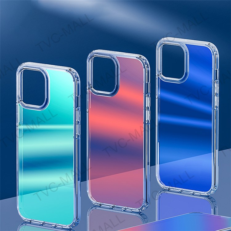 FUKELAI Optical Ice Crystal Series Clear Colorful Clear Slim Light Stylish PC TPU Protective Cover for iPhone 13 mini 5.4 inch - Golden Light-2