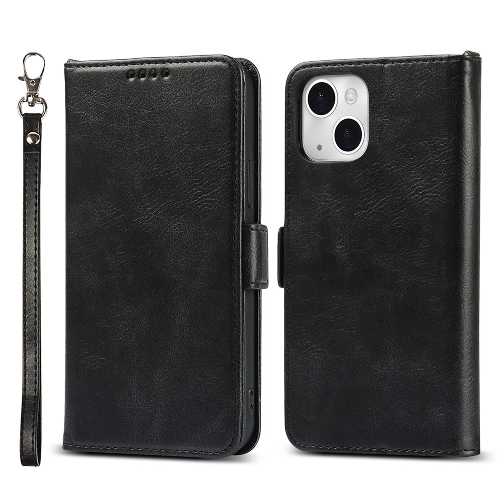 Retro Style Phone Shell Case RFID Blocking Magnetic Closure Wallet Phone Cover for iPhone 13 mini 5.4 inch - Black-1