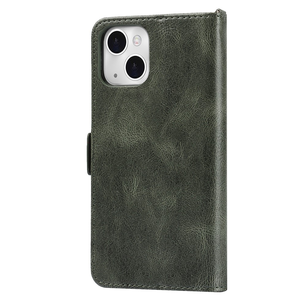 Scratch Resistant RFID Blocking Flip Phone Case Magnetic Closure Wallet Phone Cover Shell for iPhone 13 6.1 inch - Green-3