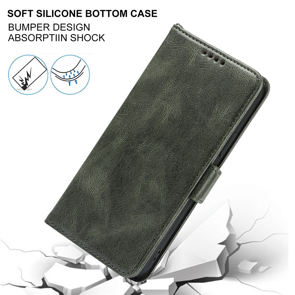 Scratch Resistant RFID Blocking Flip Phone Case Magnetic Closure Wallet Phone Cover Shell for iPhone 13 6.1 inch - Green-6